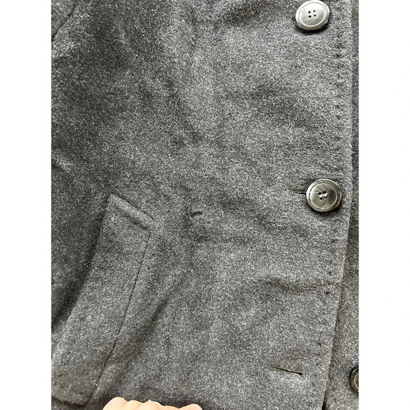 Vintage Cinzia Rocca 100% Wool Collared Black Pea Coat 4 - Picture 10 of 10